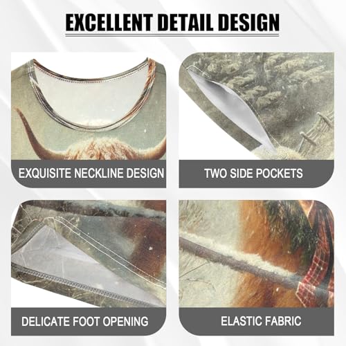 Christmas Highland Cow Winter Pajama Set Short Sleeve Pajamas Shorts Sets Cotton Soft Loungewear Sleepwear 5Y4