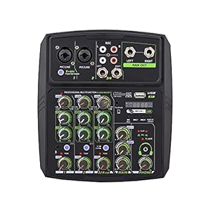 Mengpaneel 4-kanaals audiomixer mengconsole led-scherm ingebouwde geluidskaart USB-BT-verbinding met 2-bands EQ Gain…