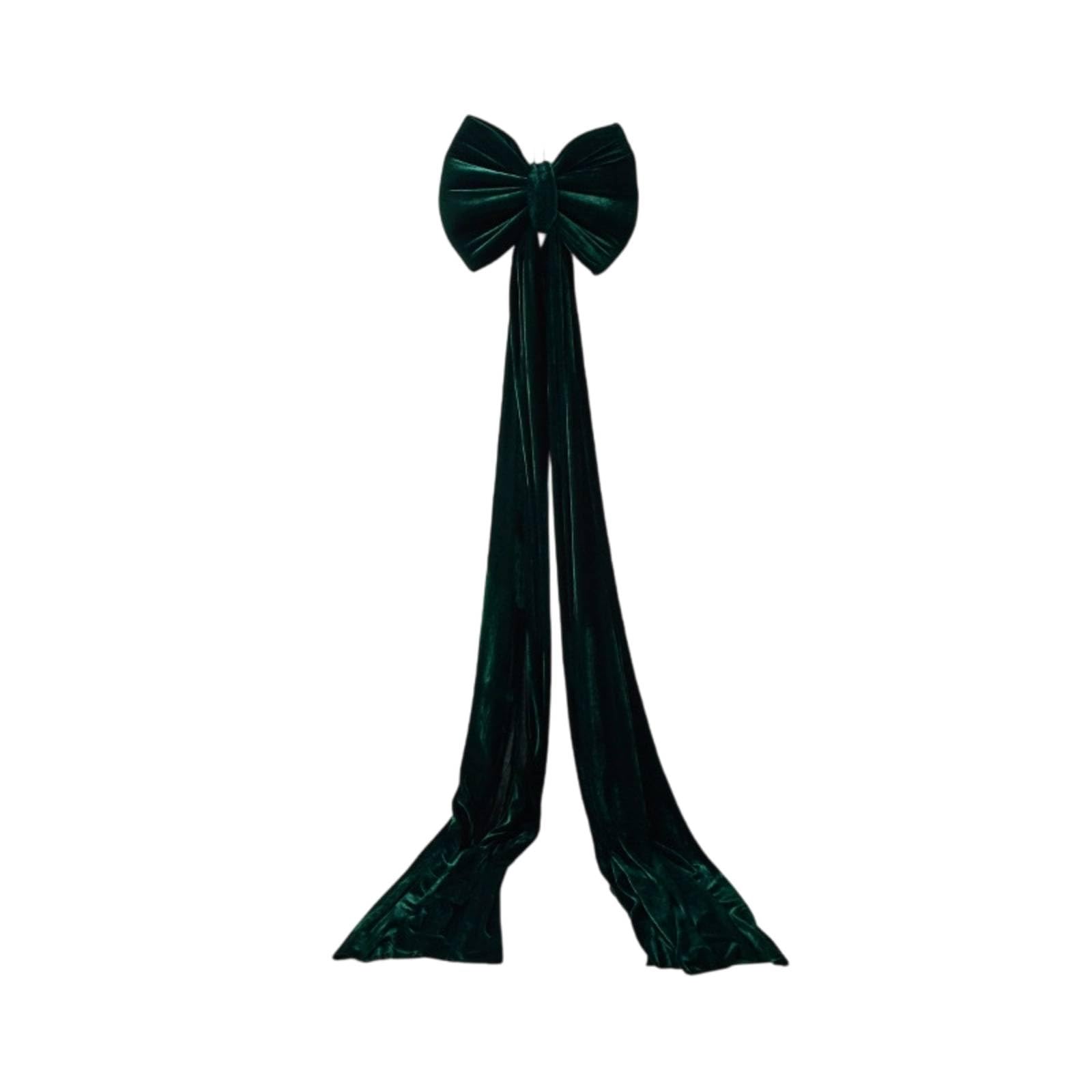 Moño navideño colgante verde de 180 cm con cintas largas para decoración festiva