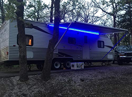 Seagenck Rv Led Awning Party Light, Led Awning Strip Light For Camper Motorhome Travel Trailer Concession Stands Food Trucks, Light Up Canopy Area For Bbq Play Cards, 5M(16.4Ft), Dc 12V, Blue #TOP7