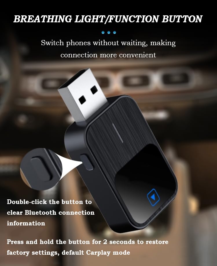 Adattatore CarPlay Wireless Per BMW X3 2017-2024 – Plug & Play Bluetooth 5.0, Compatibile Con Android Auto E Controllo Vocale, Connessione In 3 Secondi
