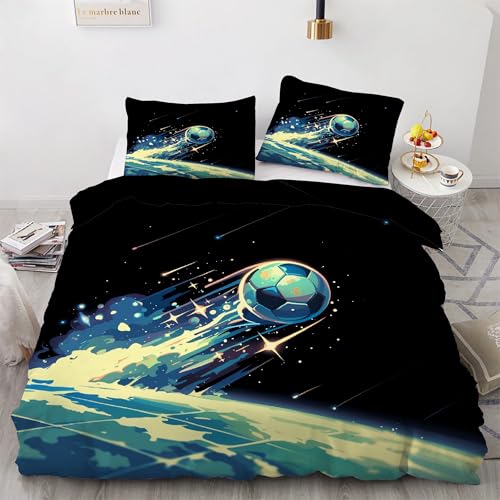 Funda Nórdica Cama 105 cm Microfibra Juego de Ropa de Cama 3 Piezas Funda de edredón 180x220 cm con Funda de Almohada 50x75 cm FúTbol Americano