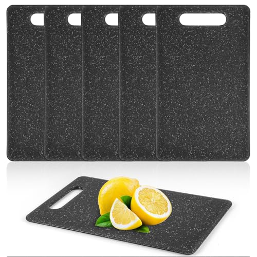 Set de 6 tablas de cortar pequeñas de plástico con mango negro miniatura 1