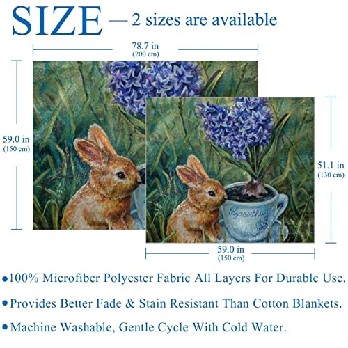 Couverture en microfibre de jacinthe et lapin, finition haut de gamme - 4