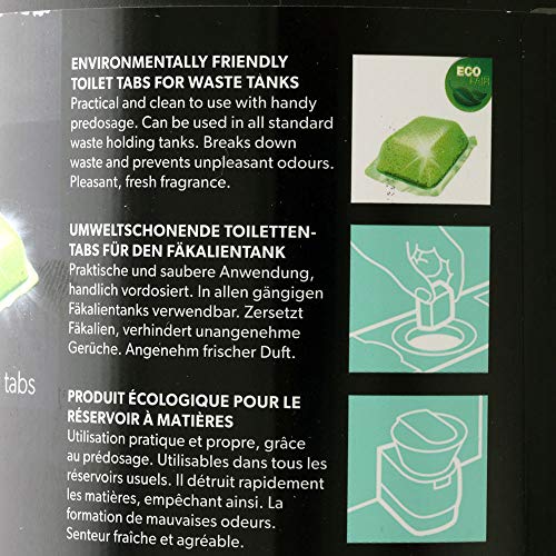 DOMETIC Green-Care Tabs fürs Camping-WC: Hochwirksamer Sanitär-Reiniger für die Chemie-Toilette. Zersetzt Fäkalien, verhindert unangenehme Gerüche, umwelt-schonende Alternative zu Sanitär-Flüssigkeit