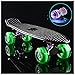 QWEEI 28"Skateboard Standard Beginner Professional Board Boys And Girls Brush Brush Dance Board Teenager Four 77mm LED Light Up Big PU Scooter Ruota,Nero