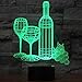 YKLWORLD Wine Cup Bottle Night Light Touch Switch Table Desk 3D Optical Illusion Lamp, USB Powered 7 Color Changing Acrylic Flat Lights Birthday Gift Toys Home Bedroom Bedside Bar Decoration