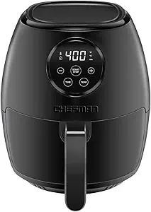 CHEFMAN Small Air Fryer Healthy Cooking, 3.6 Qt, User Friendly, Nonstick, Digital Touch Screen, Dishwasher Safe Basket, w/ 60 Minute Timer & Auto Shutoff, Matte Black, Cookbook Included