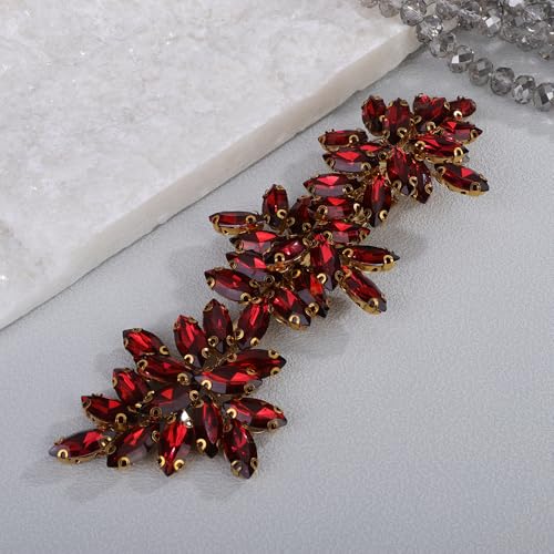 Pinzas para cabello de cristal color vino rojo miniatura 2
