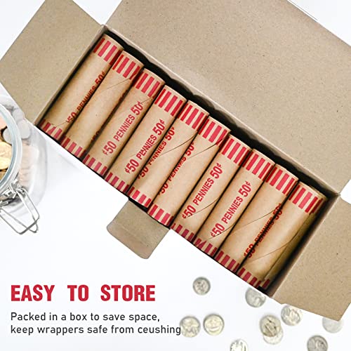 Image of LLIKED 100 PCS Preformed Coin Wrappers Rolls-Pennies