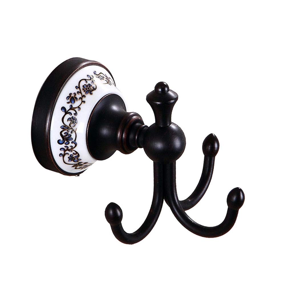 DXTFDHB 3 Coat Hooks, Antique Brass, Towel Hook, Wall Mounted, Vintage Style Towel Holder for Bathroom Bedroom-Black