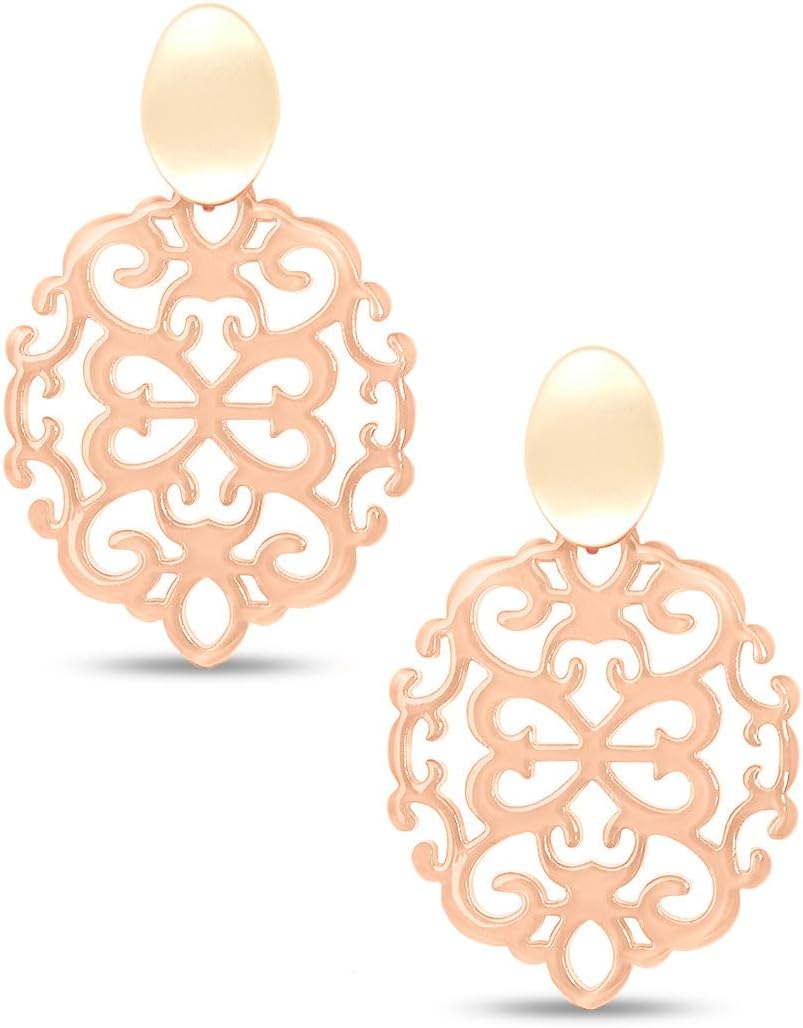 ZENZII Resin Drop Earrings with Modern Damask Design