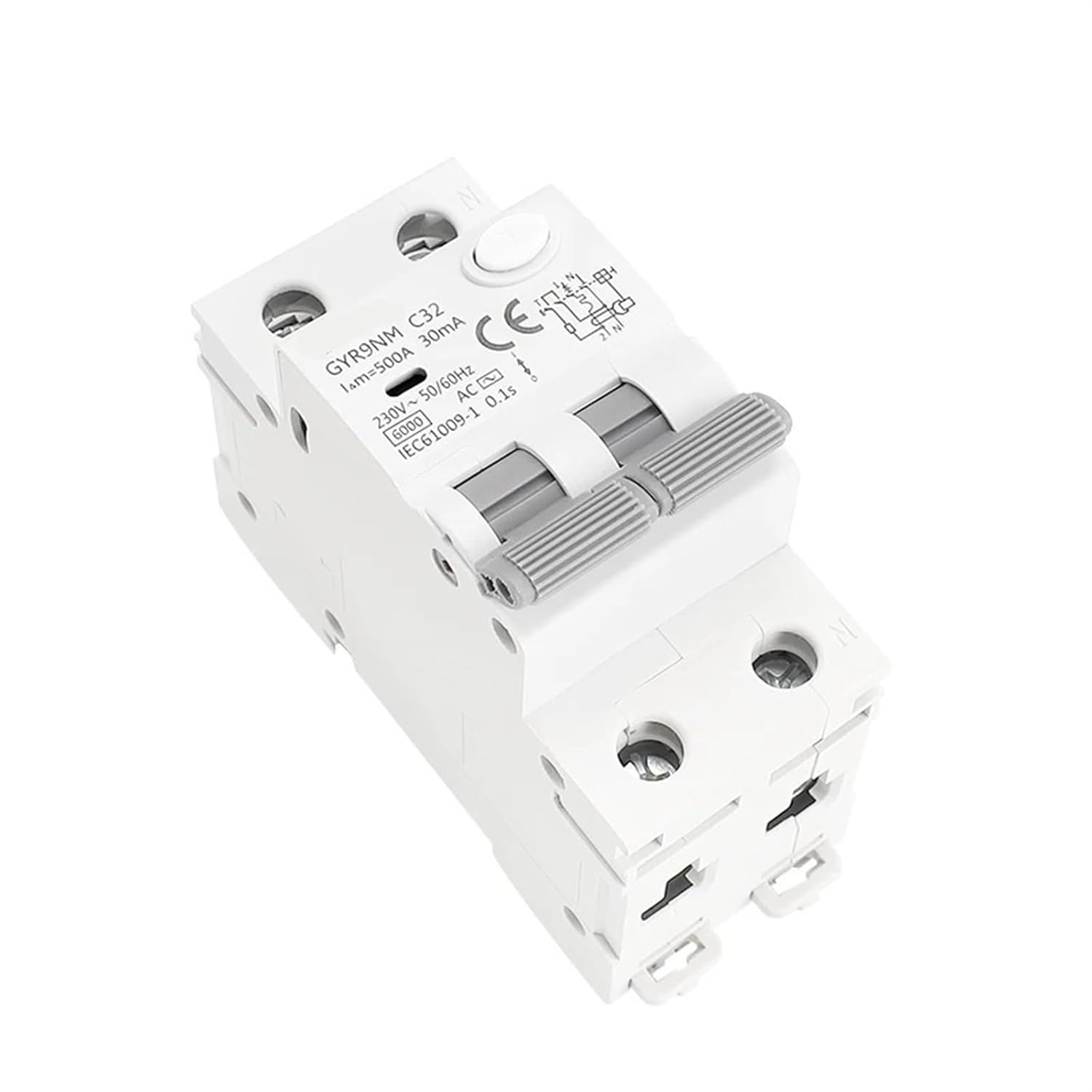 GYR9NM AC Type RCBO 2P 4P Magnetic Circuit Breaker with Over Current and Leakage Protection Din Rail 10A 16A 25A 32A 40A 1Pcs(30mA,4P 32A)