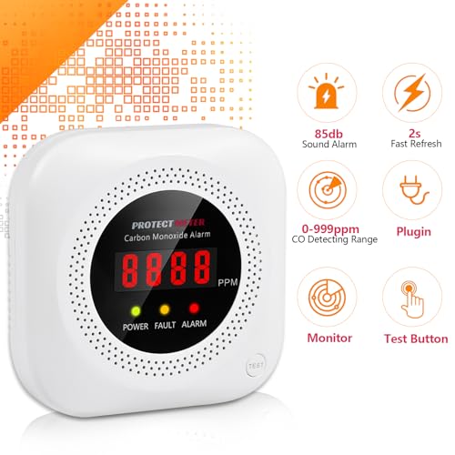 Carbon-Monoxide-Detectors-CO-Detector-Plug-in-Wall-100-220V-AC-Power-Operated-Portable-Traval-Carbon-Monoxide-AlarmMonitor-for-HomeHotelRV-with-AC-Power-Digital-LCD