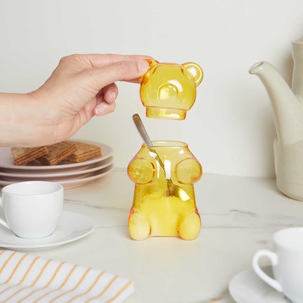 Balvi Azucarero Yummy Bear Color Amarillo con Forma de Osito de gominola Vidrio 250ml