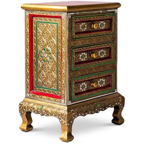 Livasia Armoire avec mosaïque de Verre, Commode Asiatique, Durable et Fait Main en Thaïlande, 42x30x65cm