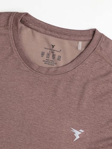 Image of TECHNOSPORT Men's Slim Fit Full Sleeve Round Neck T-Shirt, Double Cool Quick Dry Moisture Wicking Stretchable Sports Gym and Casual Wear