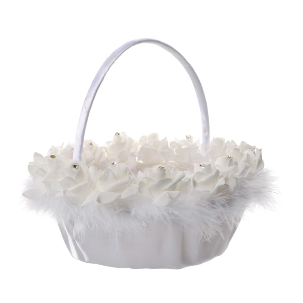 Hochzeitsblumenkorb Hl-5620-bs 2 Stück Gewebe Weiß für Hochzeitsfeier | Blumenmädchenkörbchen für Hochzeiten, Abschlussatmosphäre, Brautkorb als Partydeko