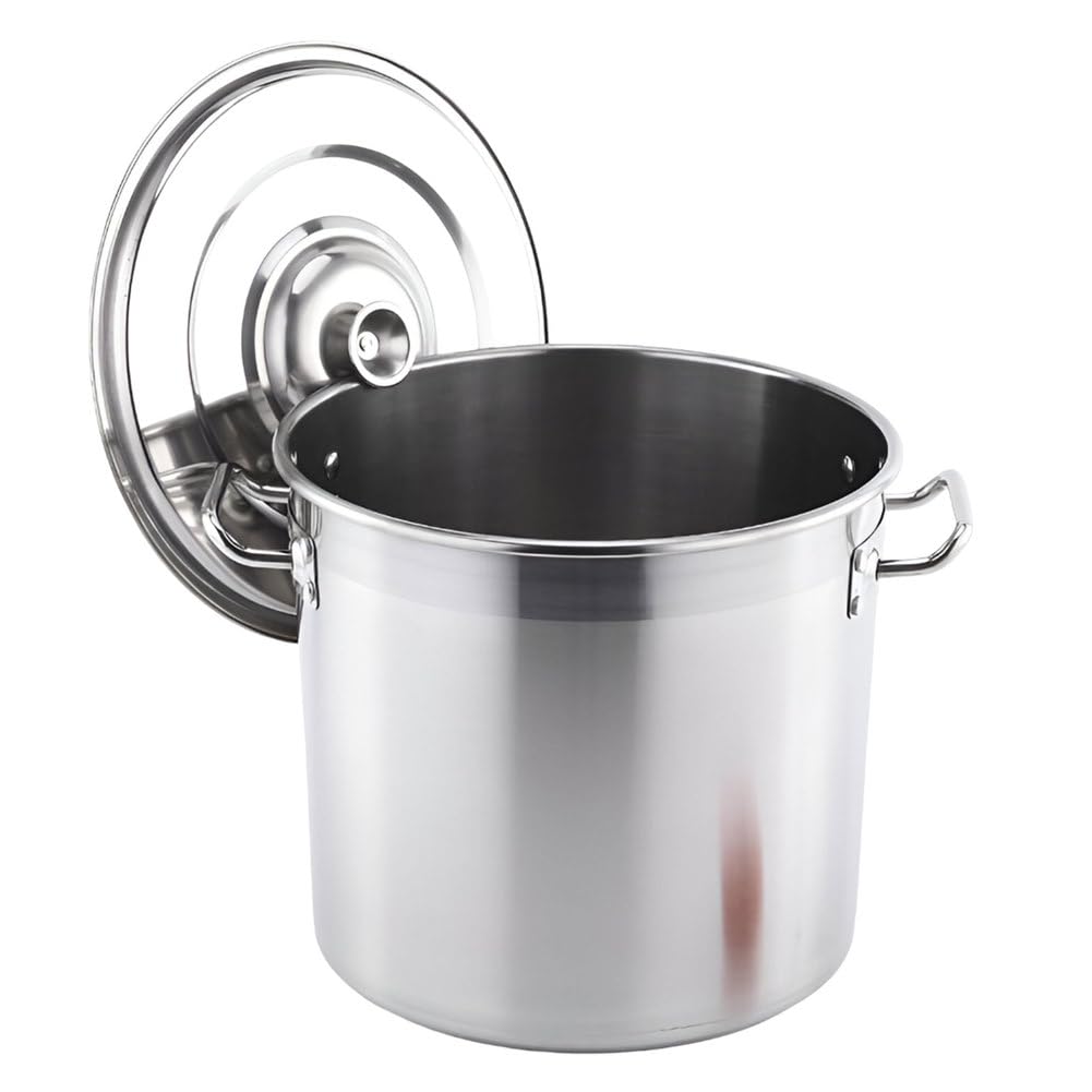 AIZYR Olla Sopera Olla Sopera De Acero Inoxidable 304, Olla Sopera Resistente con Tapa Olla De Cocción Compatible con Inducción para Sopa, Mariscos Y Arroz,20CM*20CM
