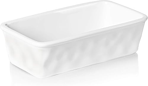 HAOTOP Ceramics - Molde antiadherente pequeño para pan, 8.5 x 4.6 pulgadas (blanco)