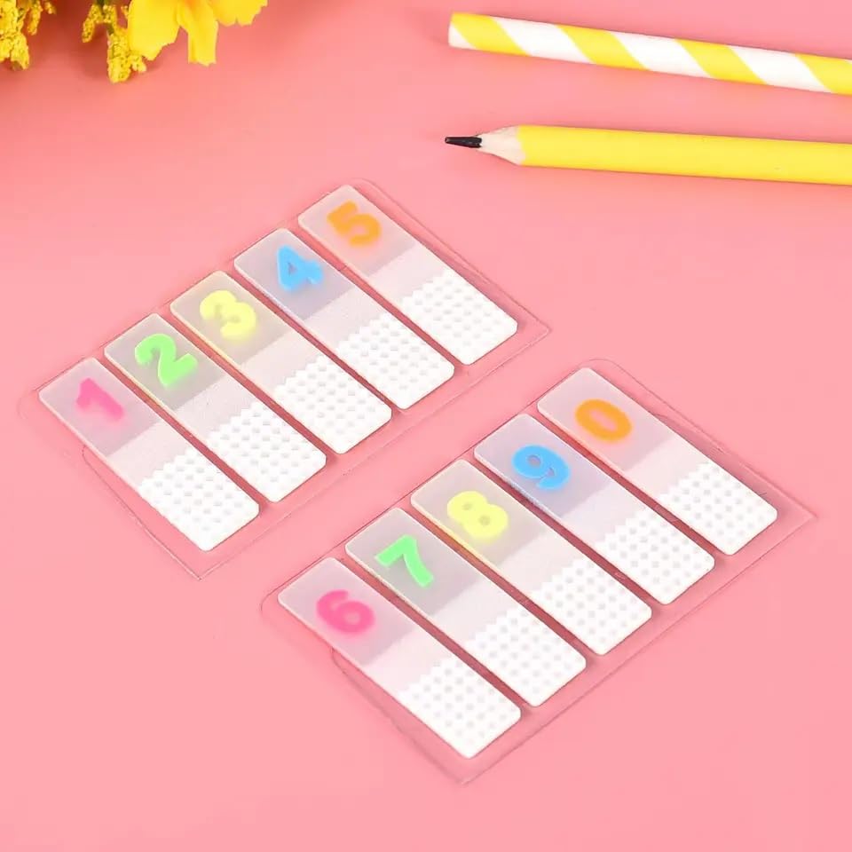 Image of Levin Numbers Self-Stick Removable Point it Neon Page Markers Sticky Note Tabs Colored Index Tabs Flags Fluorescent Pet Sticky Notes (1 to 0)