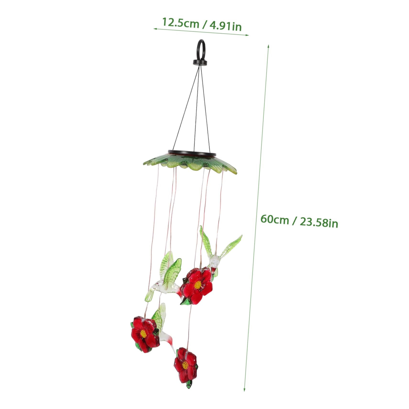 Yardwe Led Solar Chime Lamp Floral Changing Color Solar Chimes Light for Home Yard Decor