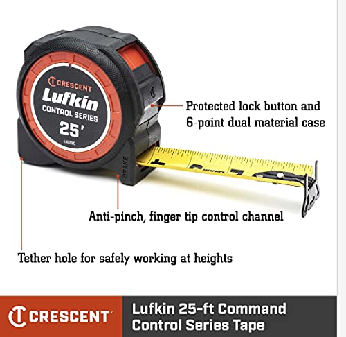 Image of Crescent Lufkin 1-3 /16 x 25' Command Control Series Yellow Clad Tape Measure - L1025C