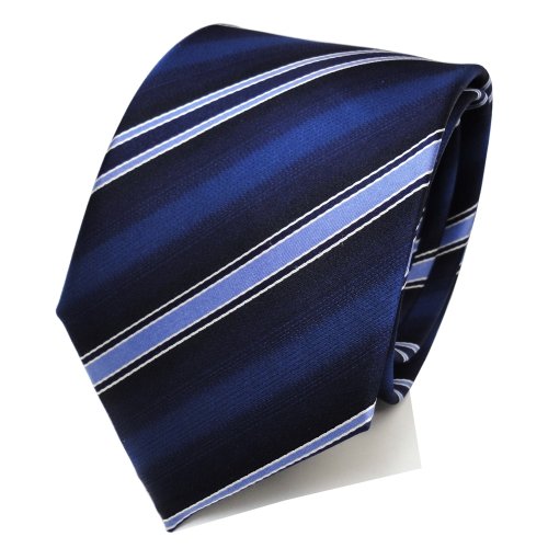 Cravate en soie bleu foncé royal TigerTie rayée argent pour costume élégant