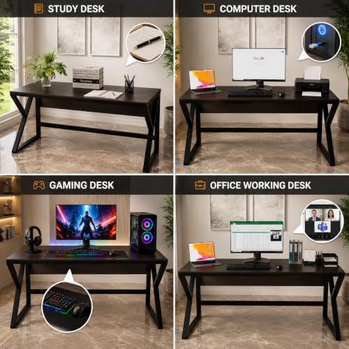 Image of Riyan Luxiwood Alden Computer Table in Engineering Wood for Home & Office, Simple Style Desk, Scratch Resistance Surface, Easy to Assemble, Study Table for Kids (Size-120 X 60 X 75 Cm) Brown