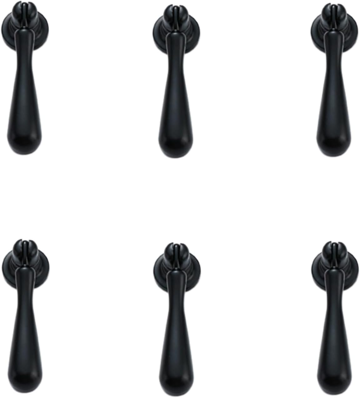 Djgkenvq Water Drop Black 70*18Mm Drawer Handles, Cabinet Handles,6 Pack Zinc Alloy Wardrobe Knobs(Water Drop Black 70 * 18Mm)