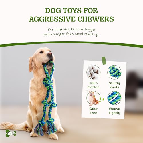 SHARLOVY 2 Pack Dog Rope Toys for Large Dogs, Heavy Duty Dog Chew Toys for Aggressive Chewers, Durable Cotton Tug of War Dog Rope Toy for Medium to Large Breed Teeth Cleaning, Boredom, Training SHARLOVY 2 Pack Dog Rope Toys for Large Dogs, Heavy Duty Dog Chew Toys for Aggressive Chewers, Durable Cotton Tug of War Dog Rope Toy for Medium to Large Breed Teeth Cleaning, Boredom, Training