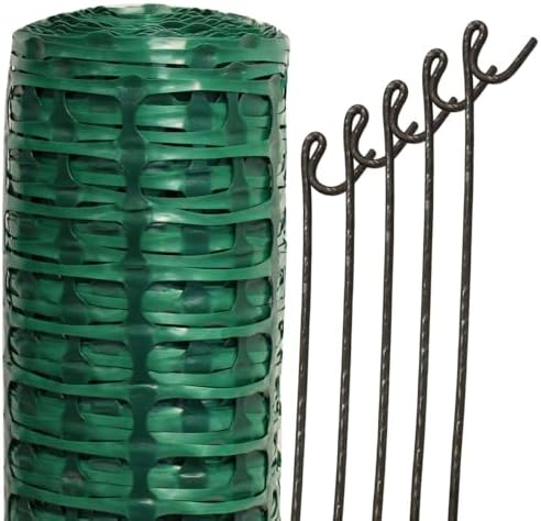 Suregreen Green Plastic Barrier Fencing Mesh with 5 Steel Pins | ...