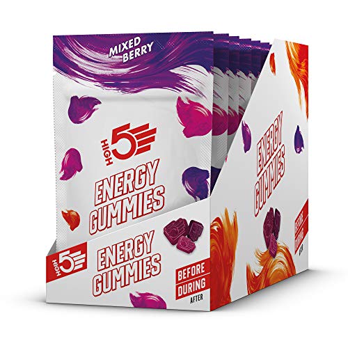 High 5 Energy Gummies (Without Caffeine). Berry Flavour 10 Sachet Pack. Vegan Approved. Natural Flavours. Free from Artificial Sweeteners.