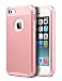 5S Case, iPhone 5S Case, iPhone 5 Case,iPhone SE Case, ULAK Slim Fit Protection Case Shockproof Hard Rugged Ultra Protective Back Rubber Cover with Dual Layer Impact Protection(Rose Gold)