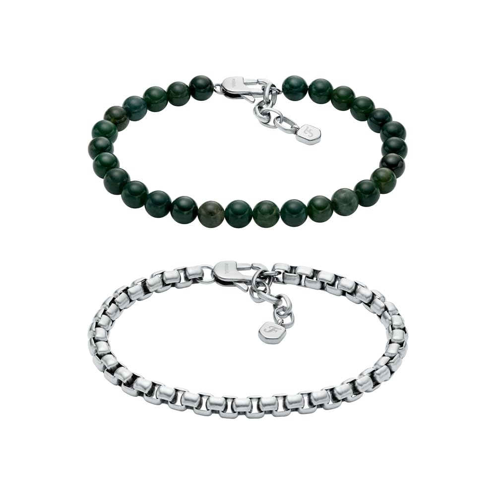 Fossil Herren Silberfarbenes Edelstahlarmband, JF04940SET