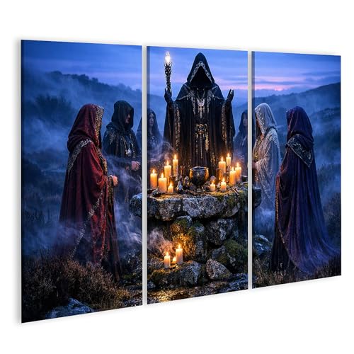 Tableau sur toile de qualité islandburner sorcières au crépuscule 3 pièces