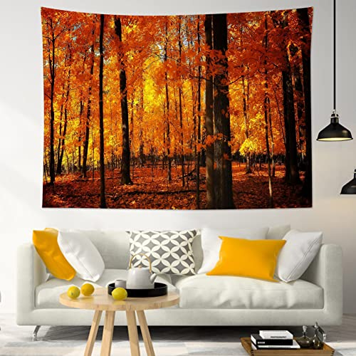 Lb Rustic Fall Tapestry Maple Forest In Late Autumn Wall Tapestry Autumn Natural Trees Tapestry Wall Hanging For Bedroom Living Room Dorm Home Decor, 80 X 60 Inches #TOP3