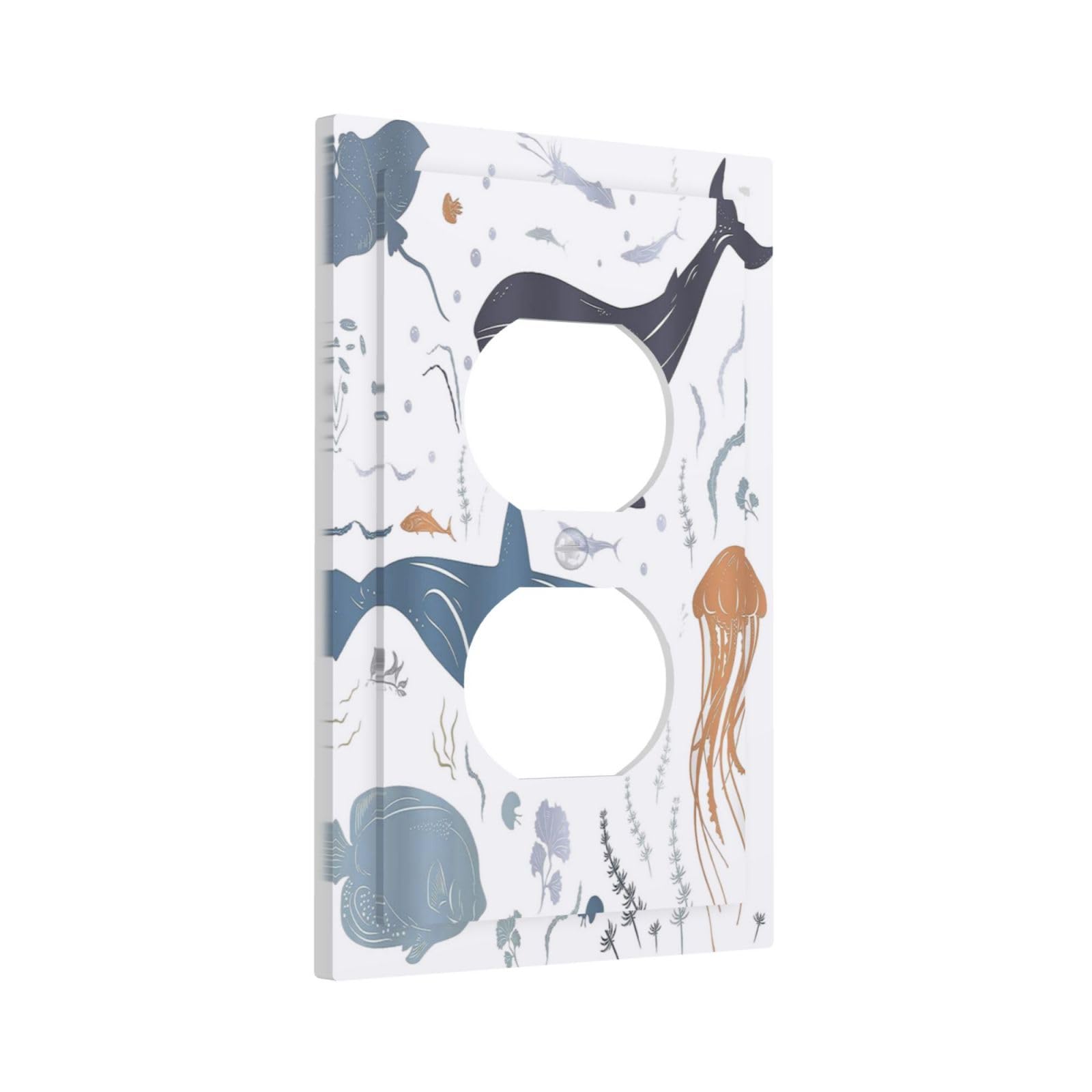 Wpshijia Kids Sea Animal Decorative 1 Gang Single Duplex Light Switch Plate Outlet Cover Decorative Wall Plate Switchplate Electrical Faceplate for Nursery Kidsroom Bedroom Decor