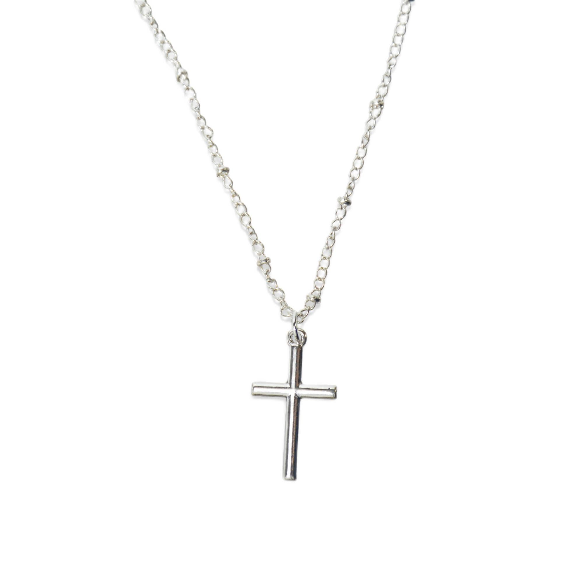 Silver Minimalist Cross Pendant – Delicate Waterproof Jewelry for Everyday Wear, Versatile Gifts for All Ages (Chain Included)
