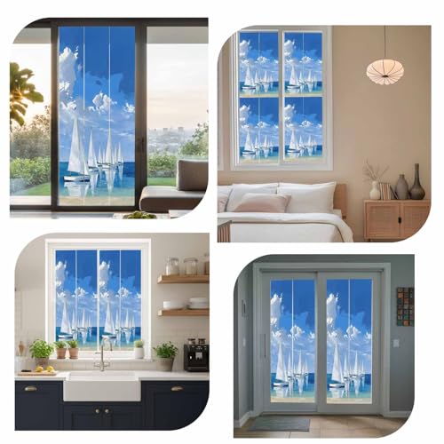 Vinilo decorativo para ventana azul con diseño marítimo 39.3 x 19.6 pulgadas miniatura 7