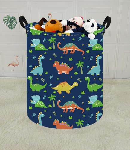 Image of Dinosaur Kids Laundry Hamper Clothes Gift Basket Storage Laundry Baskets Organizer Bin with Handles for Nursery Room