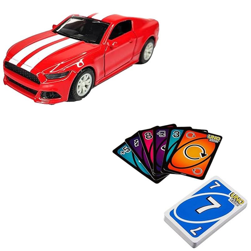 OLIFIN Die-Cast Model Car with Openable Door & Pull Back Flip Cards Game for Outdoor Camping– Double Sided Cards, Fun Game for Adult & Family (180 Cards, Pack of 2)