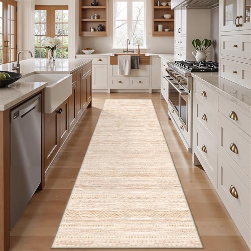 Miukiki 2x10 Runner Rug for Living Room Washable Non Slip Hallway Rug Beige