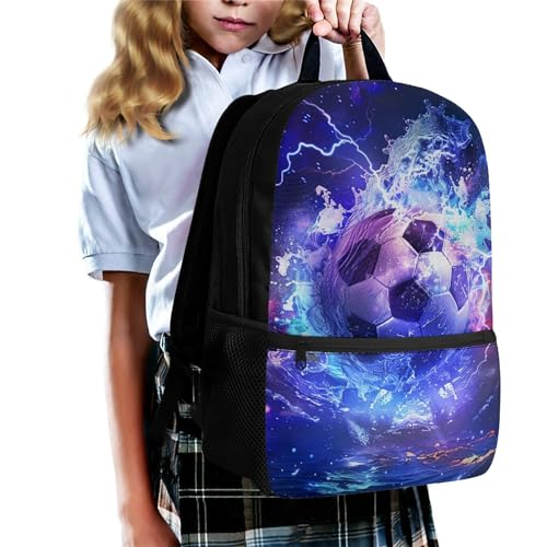 Yzaoxia Kids Soccer Backpack Boys Galaxy Boys School Bag 10-12 Years Old Comfortable Primary School Bookbag for Sport Travel Gym3