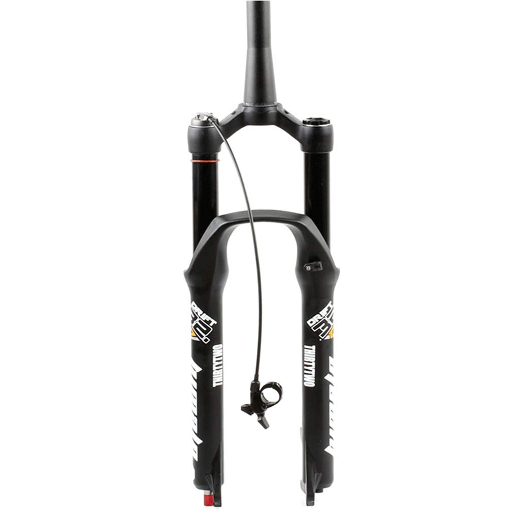 Widelec amortyzowany MTB 26/27,5/29" zawieszenie pneumatyczne, szerokość piasty przedniej 100 mm, rura stożkowa 1-1/2", hamulec tarczowy QR 9 mm