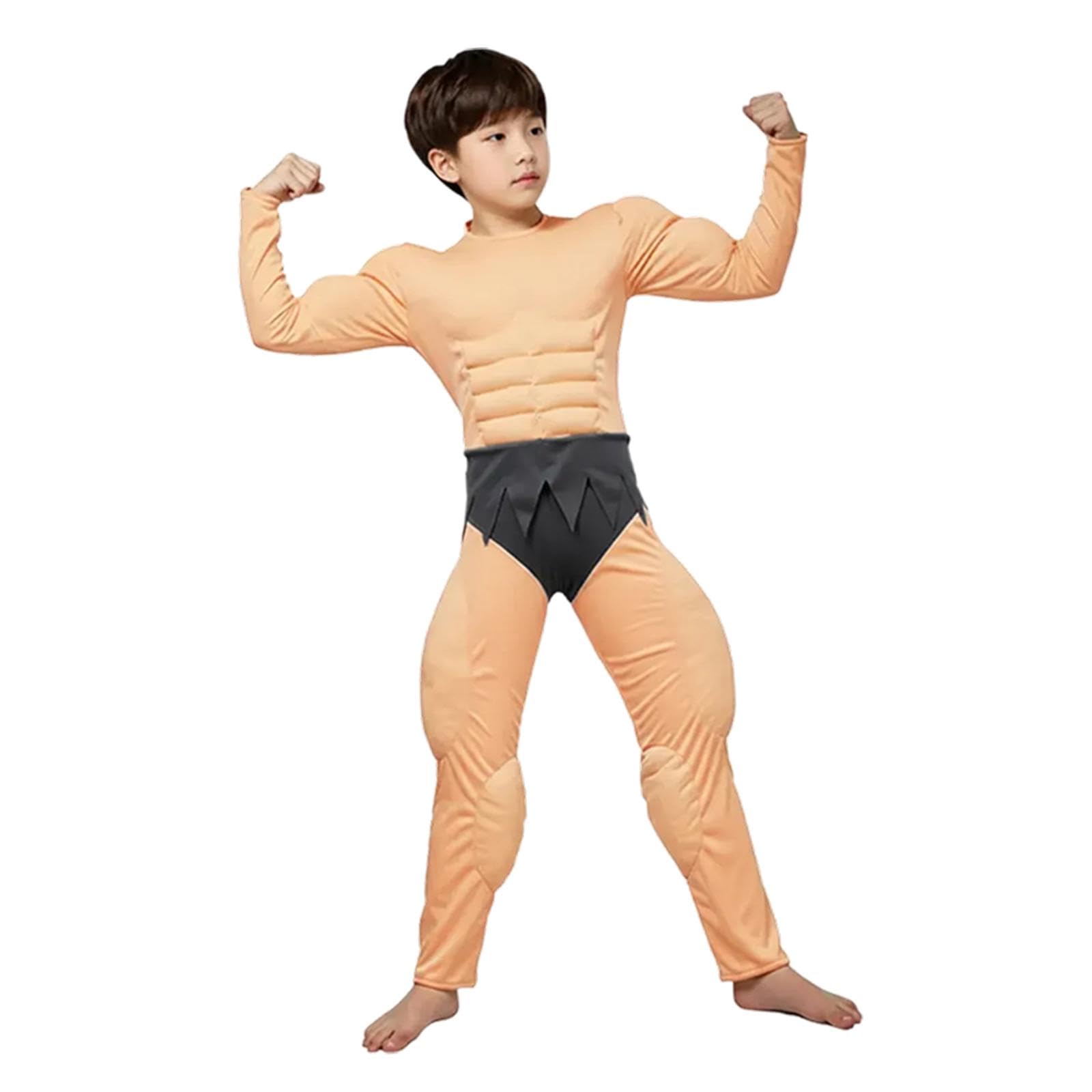 Boy's Muscle Jumpsuit Padded Muscle Suit for Kids for Themed Events Cosplay, M