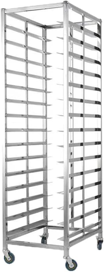 Stainless Steel Baking Tray Rack - 15-Layer Commercial Kitchen Trolley with Swivel Casters, Ideal for Bakeries and Professionals, Durable Storage Solution for Baking Trays,15