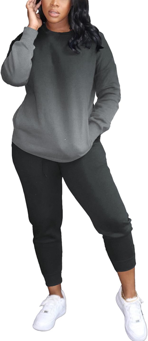 YeGine Womens 2 Piece Outfits Sweatsuits Casual Long Sleeve Jogger Tracksuits Lounge Sets With Pockets