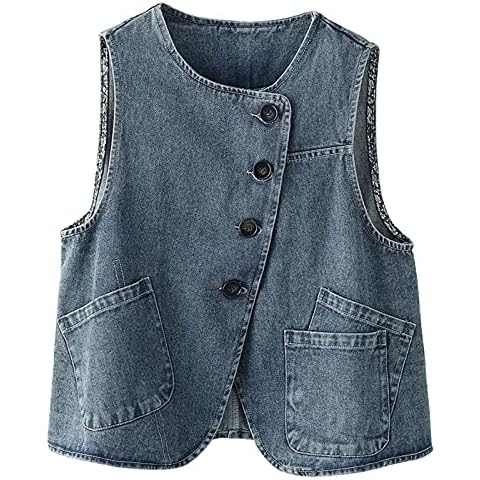 GAOHONGMEI Women's Denim Vest with Pockets Cover