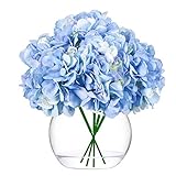 Juego de 10 ramos de flores artificiales para decoración interior o exterior bajan a un excelente precio SEEKVER Cabezas de hortensias Artificiales, Flores de imitación de Seda Azul con Tallos Desmontables para la decoración...